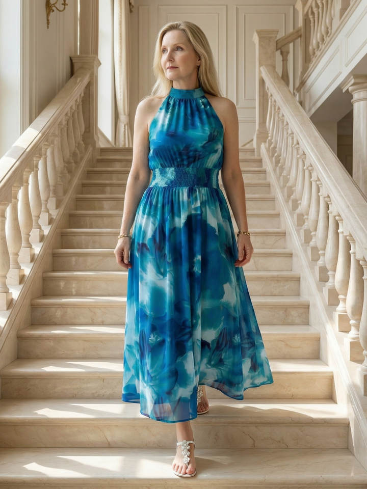 GirardLyon | Robe Midi à Encolure Halter Froncée Sylin
