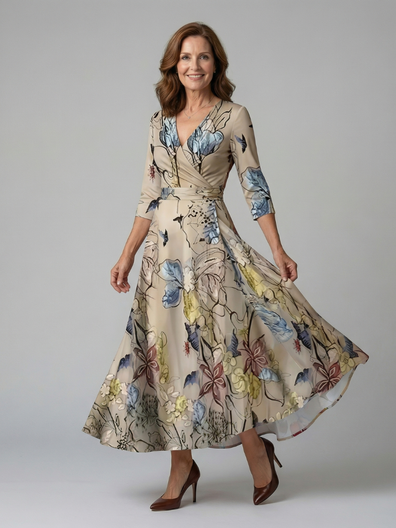 GirardLyon | Robe Midi Croisée à Col Celine
