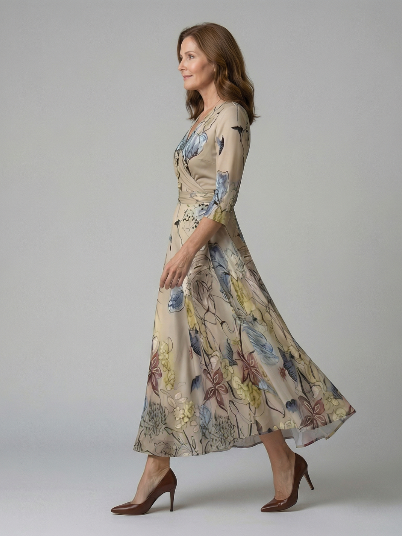 GirardLyon | Robe Midi Croisée à Col Celine