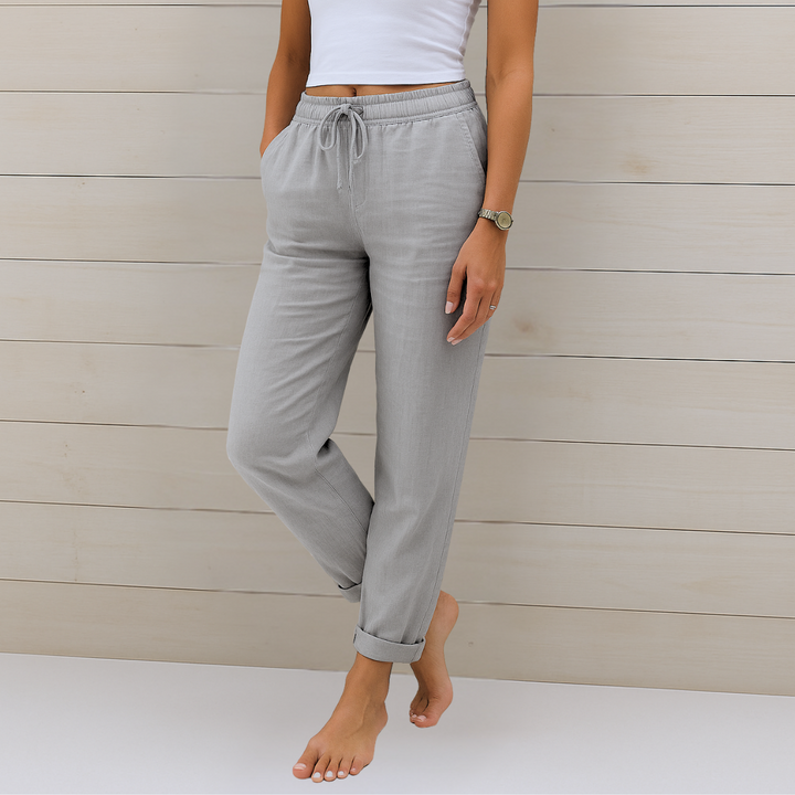 Maja - Pantalons extensibles en lin respirant de qualité supérieure