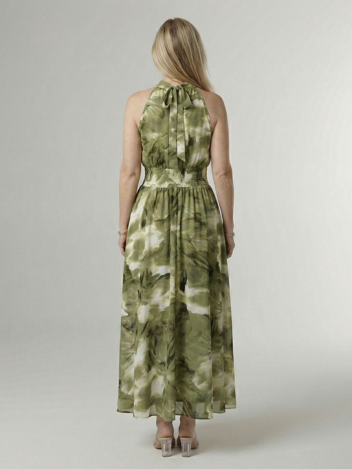 GirardLyon | Robe Midi à Encolure Halter Froncée Sylin