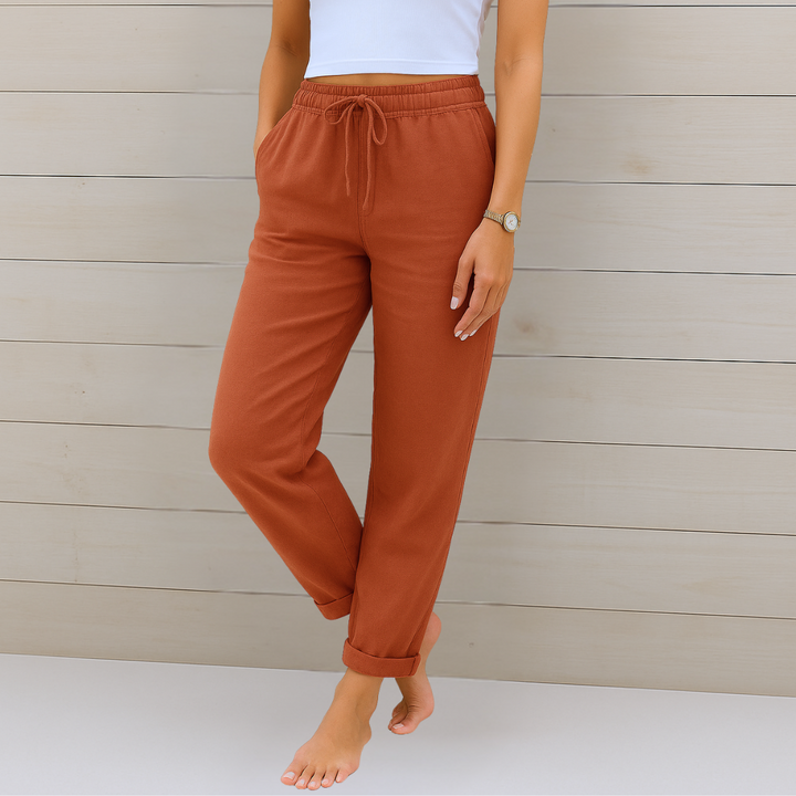 Maja - Pantalons extensibles en lin respirant de qualité supérieure