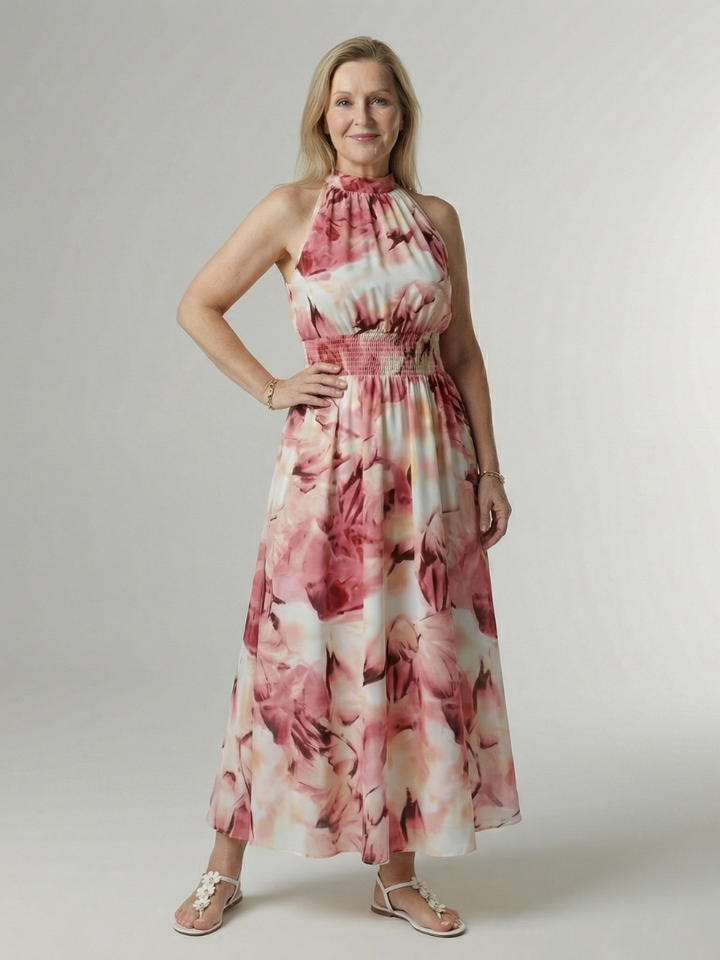 GirardLyon | Robe Midi à Encolure Halter Froncée Sylin