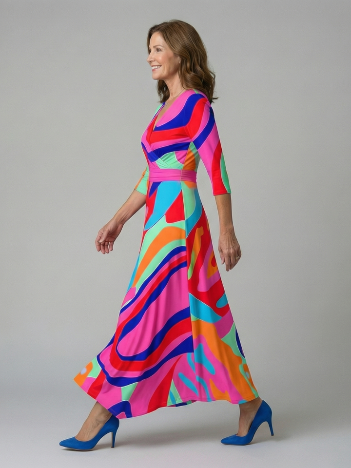 GirardLyon | Robe Midi Croisée à Col Celine
