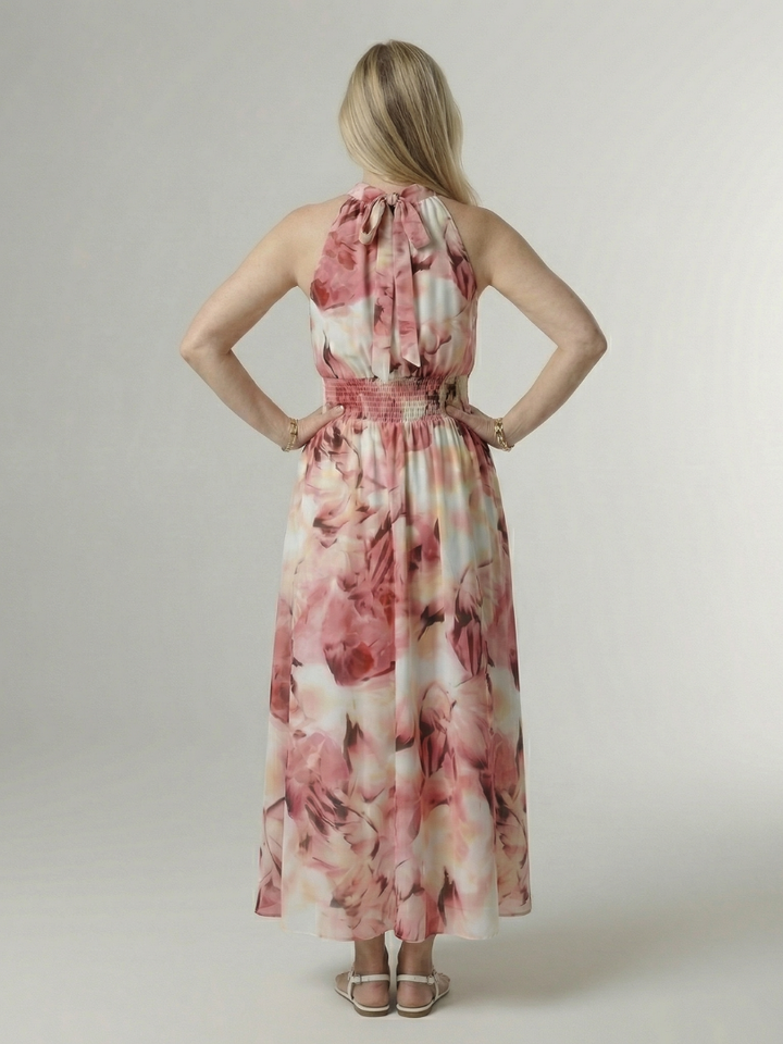 GirardLyon | Robe Midi à Encolure Halter Froncée Sylin