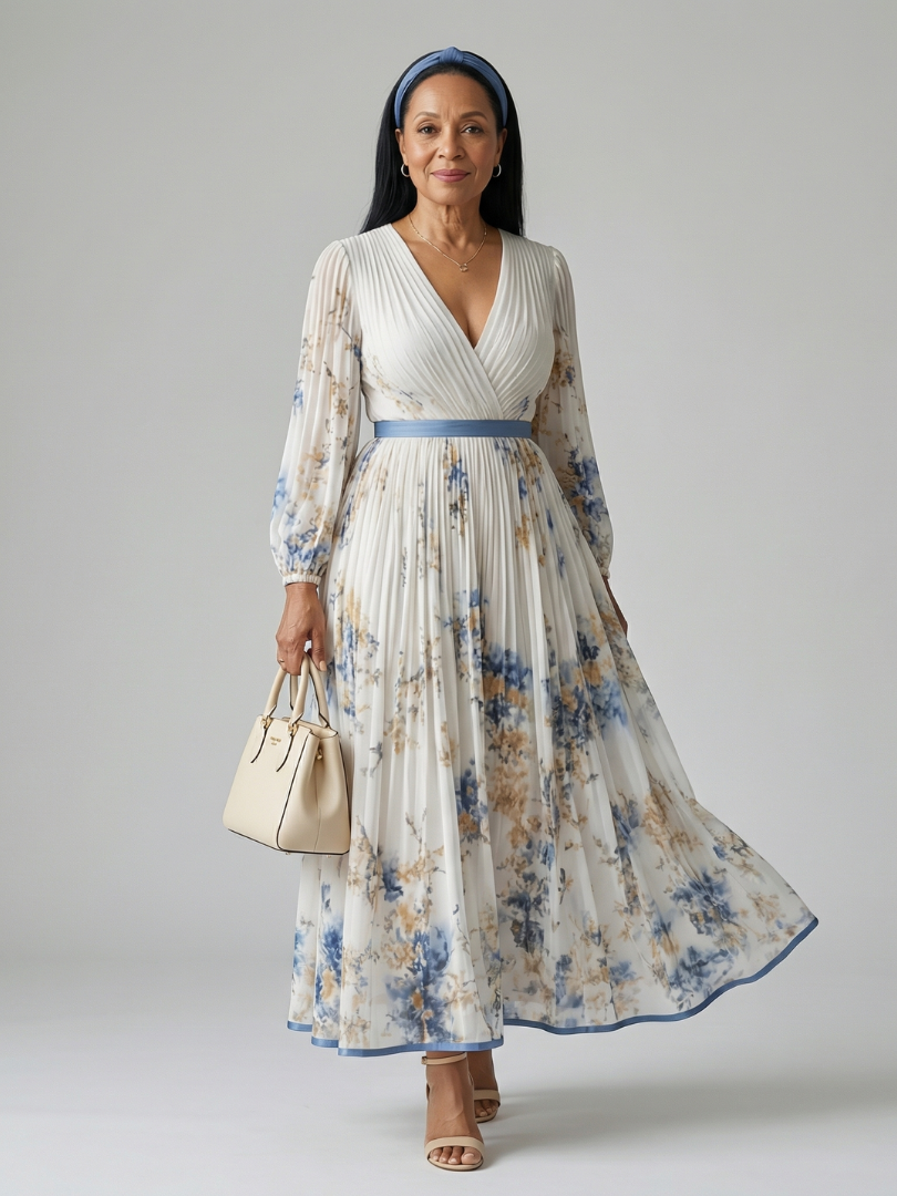GirardLyon | Robe Midi Plissée à Enveloppe Rielle
