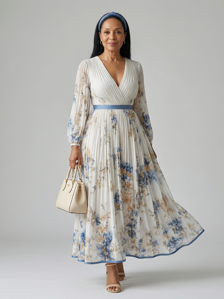 GirardLyon | Robe Midi Plissée à Enveloppe Rielle