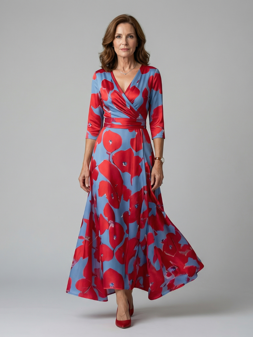 GirardLyon | Robe Midi Croisée à Col Celine