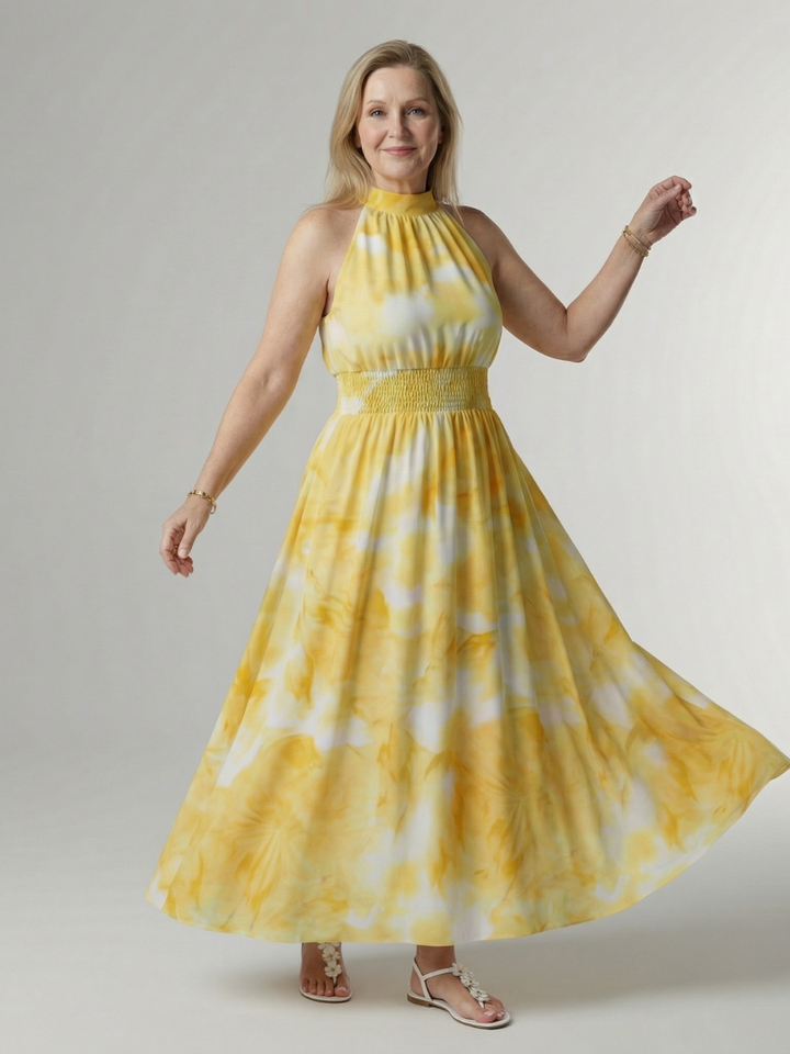 GirardLyon | Robe Midi à Encolure Halter Froncée Sylin