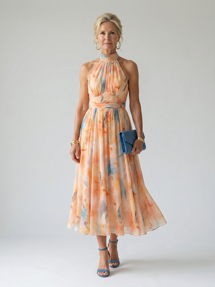 GirardLyon | Robe Midi à Col Halter Doux Elin