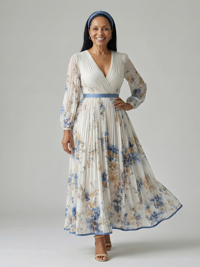 GirardLyon | Robe Midi Plissée à Enveloppe Rielle