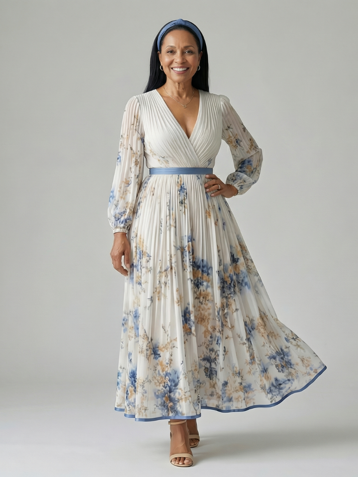 GirardLyon | Robe Midi Plissée à Enveloppe Rielle