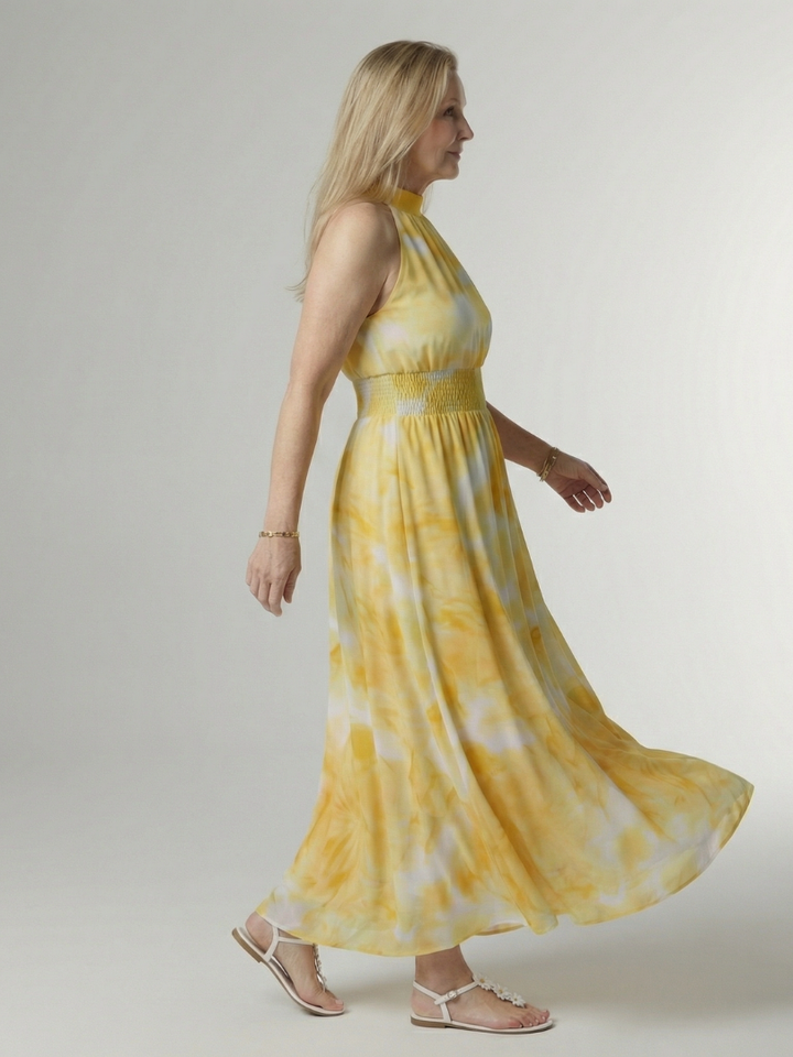 GirardLyon | Robe Midi à Encolure Halter Froncée Sylin