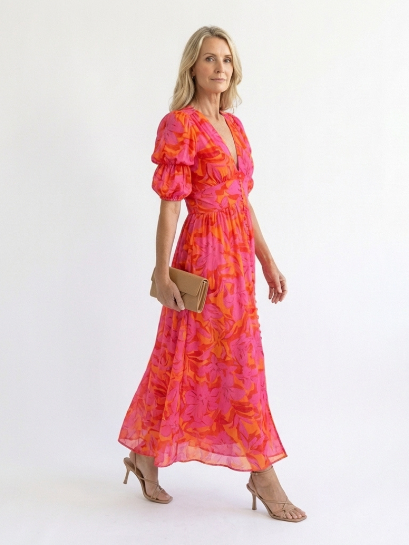 GirardLyon | Robe Midi à Manches Bouffantes Willow