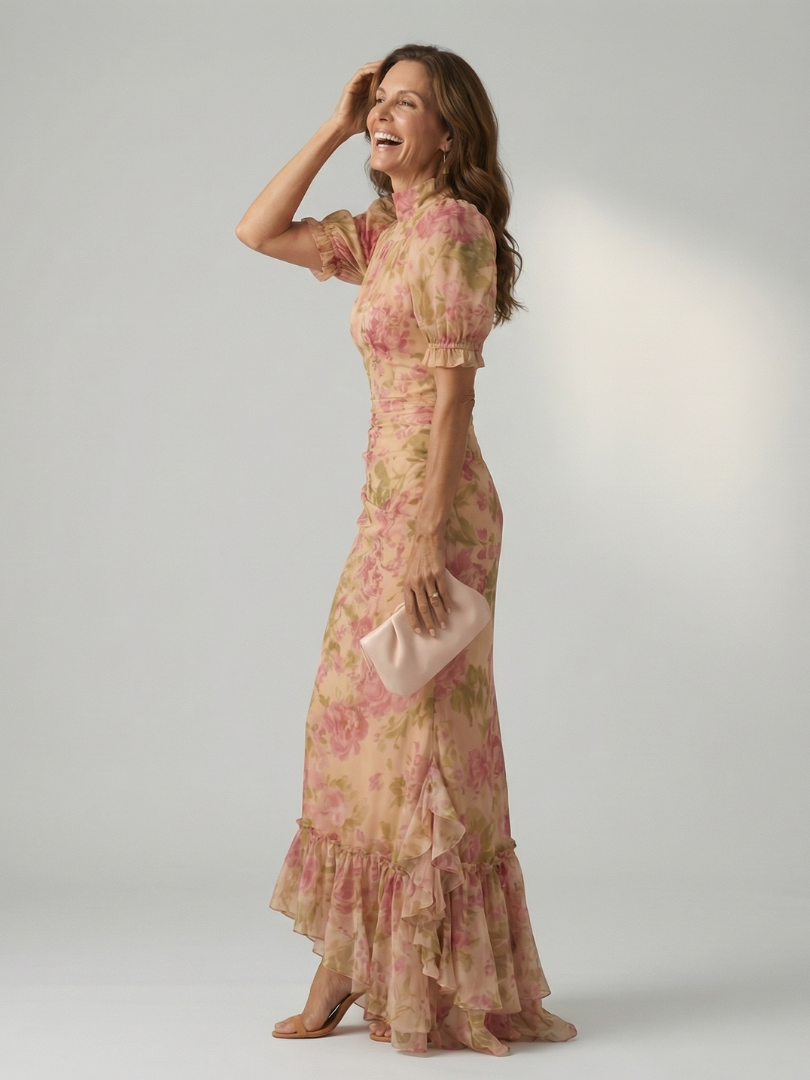 GirardLyon | Robe Maxi à Col Montant Doux Vianne