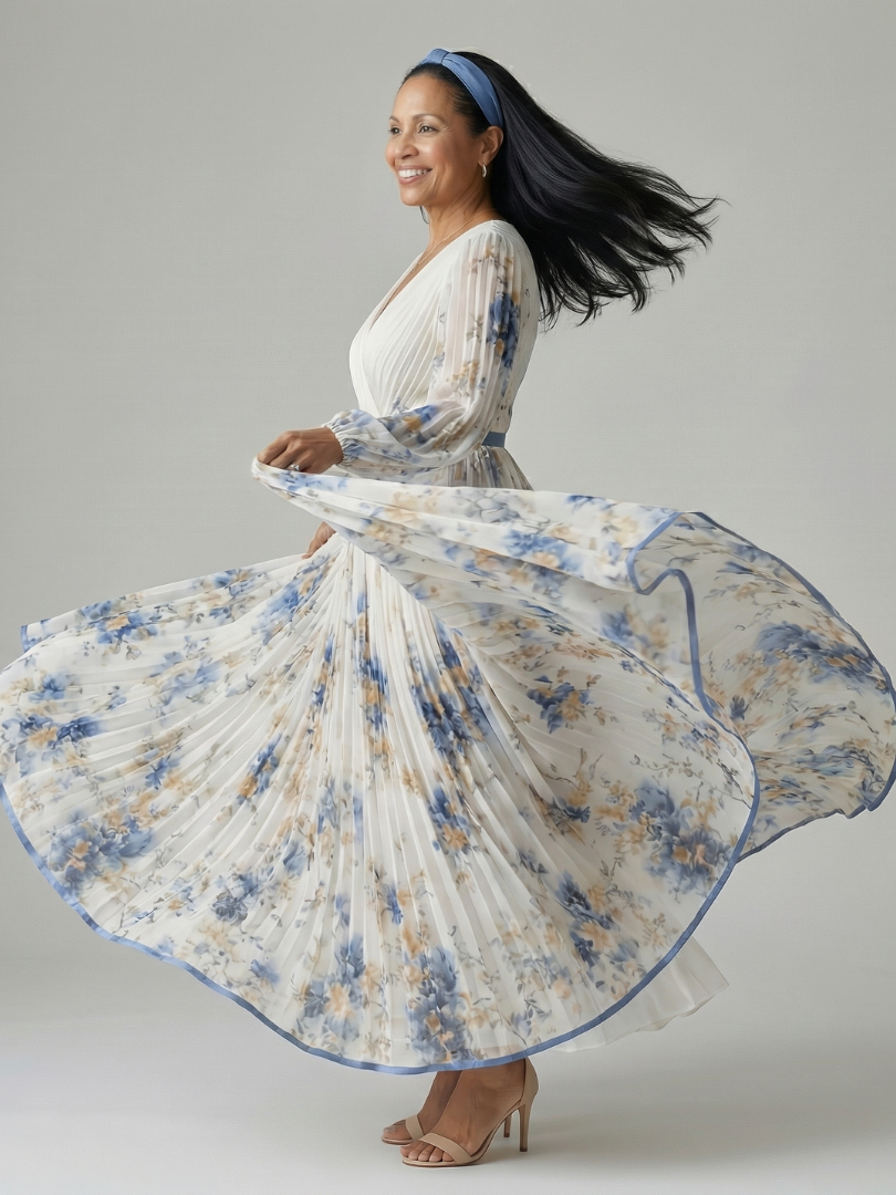 GirardLyon | Robe Midi Plissée à Enveloppe Rielle