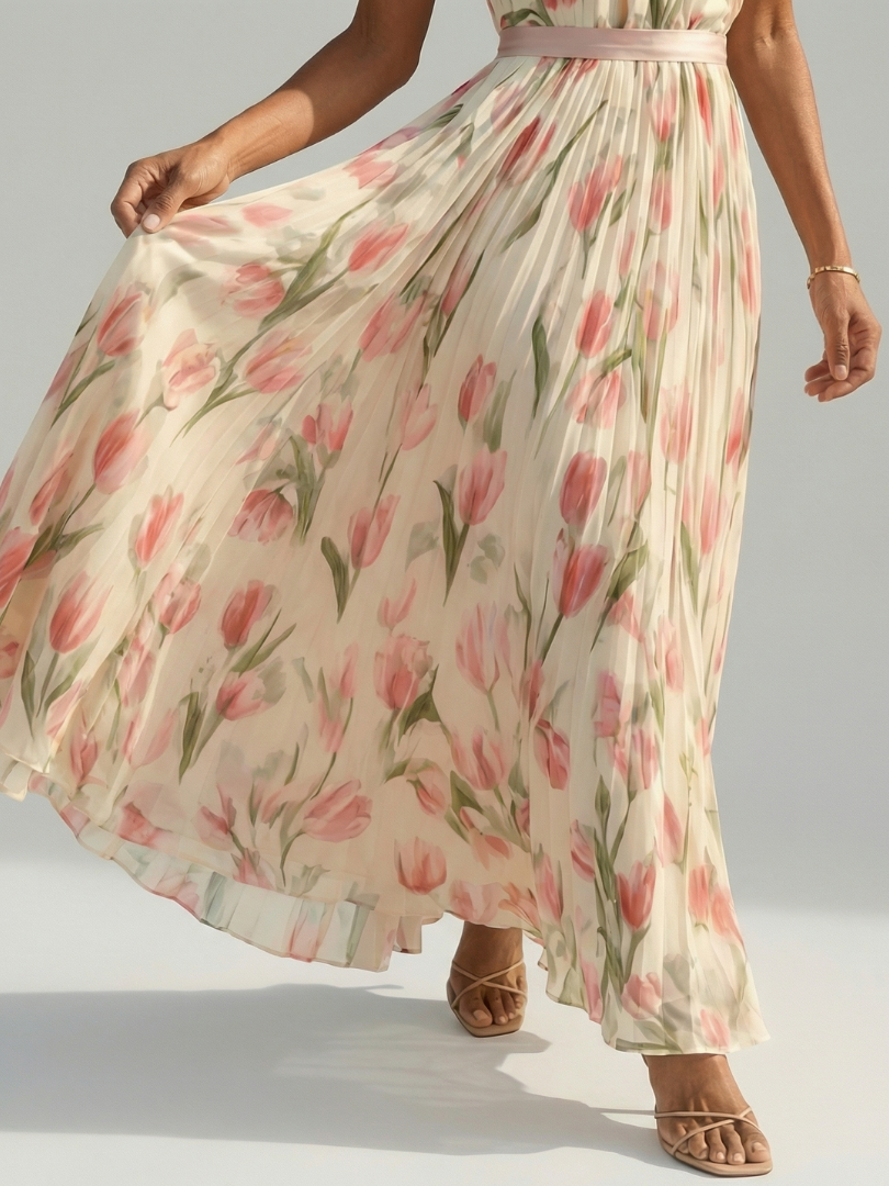 GirardLyon | Robe Midi à Col Halter à Fleurs Aurelle