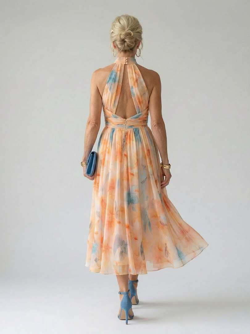 GirardLyon | Robe Midi à Col Halter Doux Elin