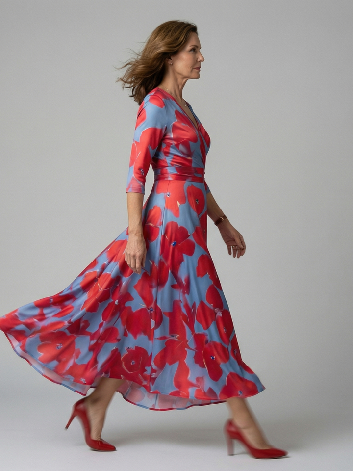 GirardLyon | Robe Midi Croisée à Col Celine