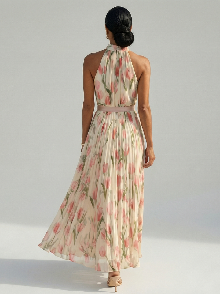 GirardLyon | Robe Midi à Col Halter à Fleurs Aurelle