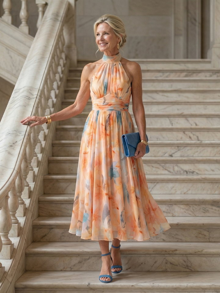 GirardLyon | Robe Midi à Col Halter Doux Elin