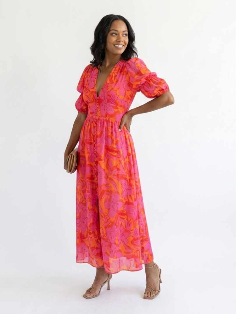 GirardLyon | Robe Midi à Manches Bouffantes Willow