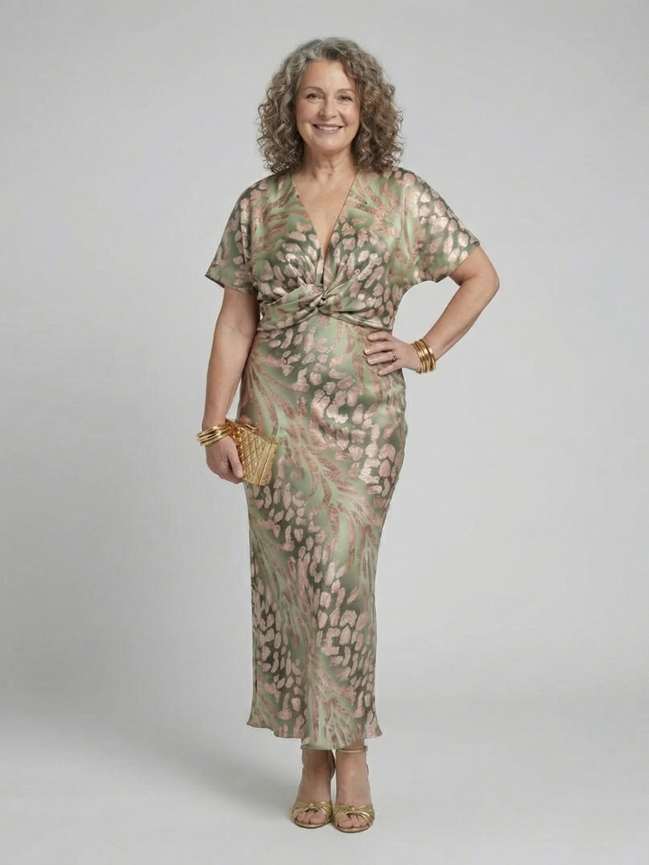 GirardLyon | Robe Midi à Imprimé Abstrait Coralie