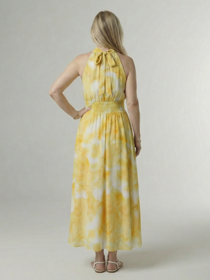GirardLyon | Robe Midi à Encolure Halter Froncée Sylin