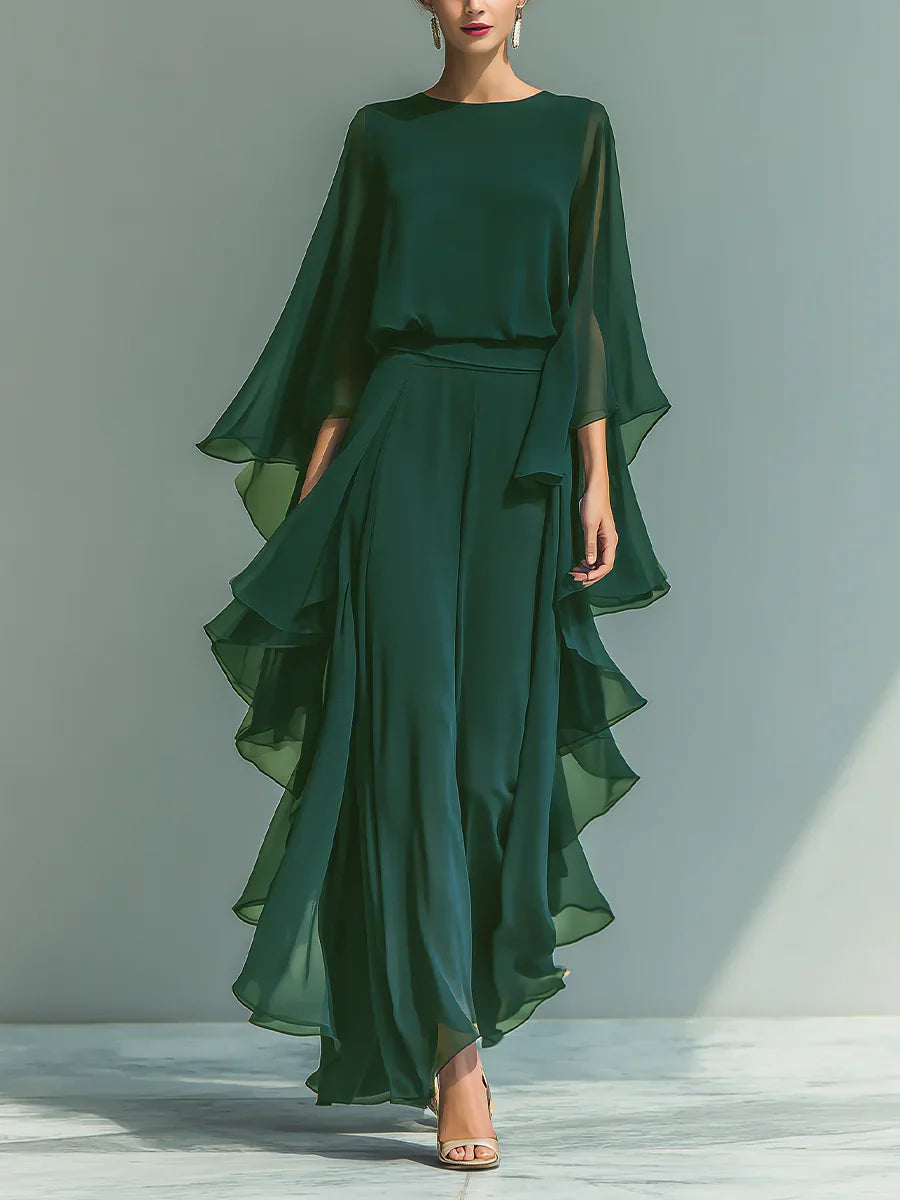 Aurora | Ensemble Élégant en Chiffon à Volants