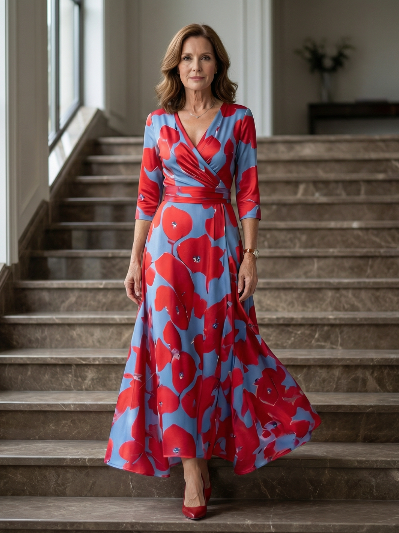 GirardLyon | Robe Midi Croisée à Col Celine