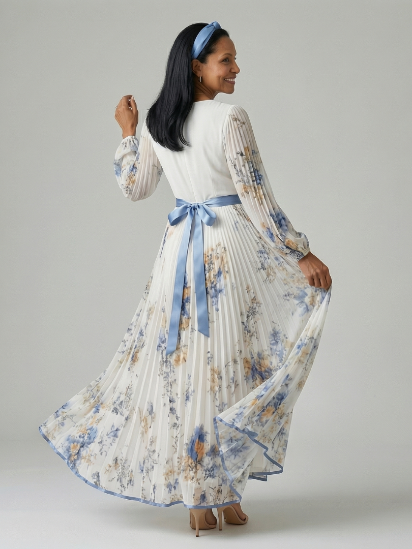GirardLyon | Robe Midi Plissée à Enveloppe Rielle