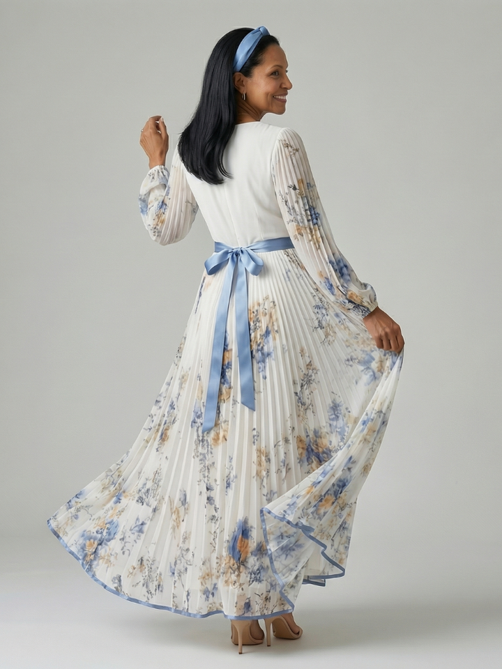 GirardLyon | Robe Midi Plissée à Enveloppe Rielle