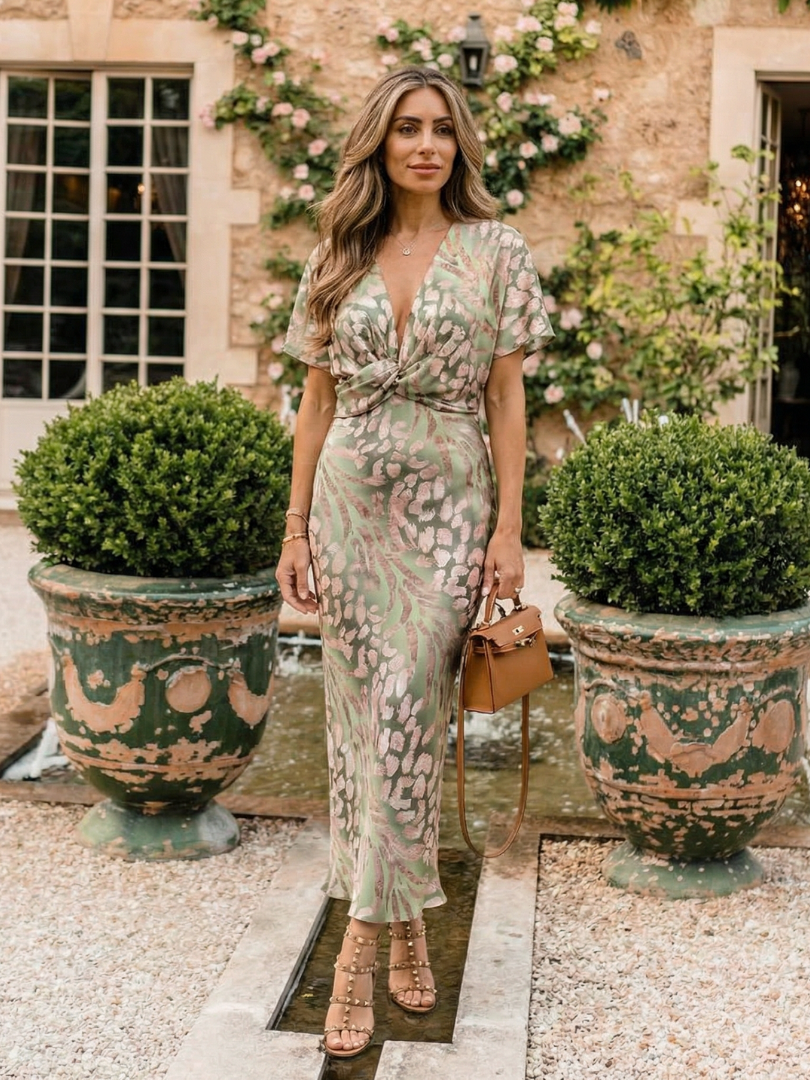 GirardLyon | Robe Midi à Imprimé Abstrait Coralie