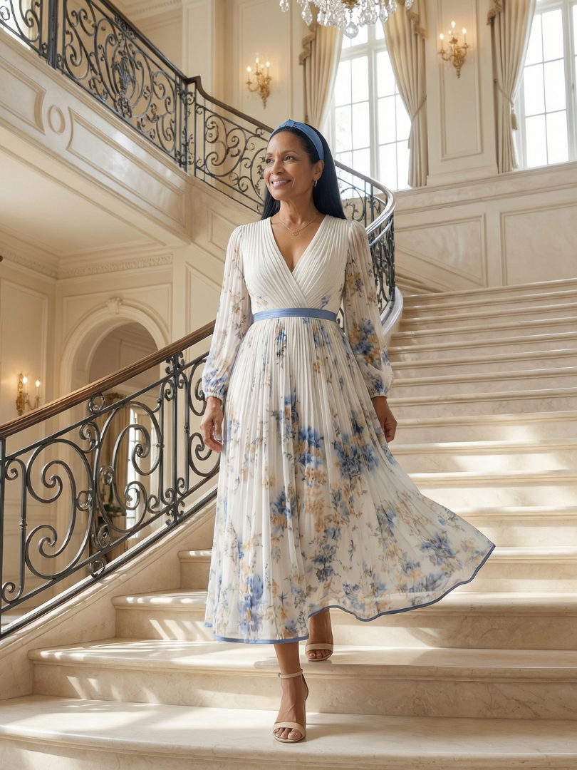 GirardLyon | Robe Midi Plissée à Enveloppe Rielle