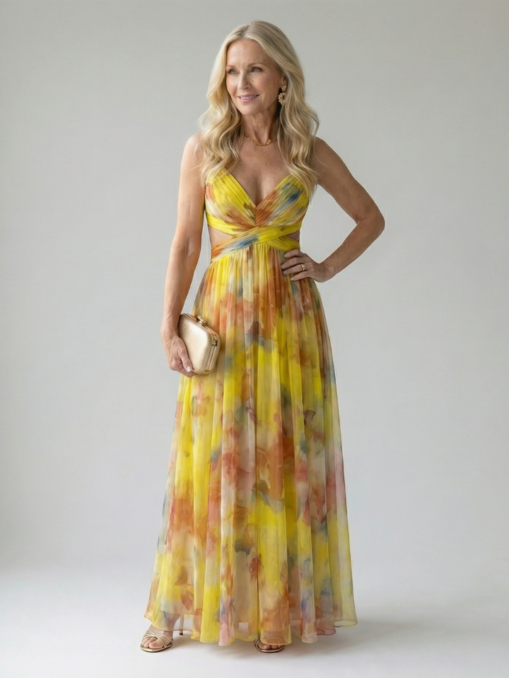 GirardLyon| Robe Maxi à Enveloppe Douce Isel
