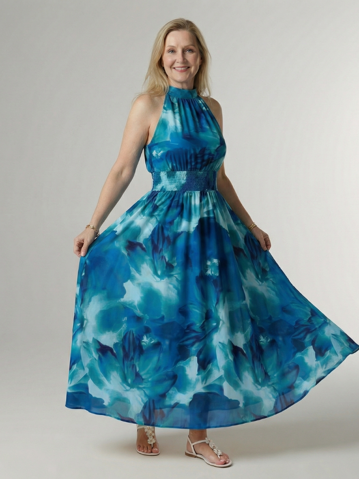 GirardLyon | Robe Midi à Encolure Halter Froncée Sylin