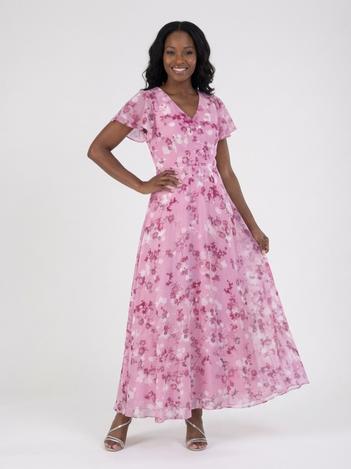 GirardLyon | Robe Maxi en Chiffon Floral Ismeria