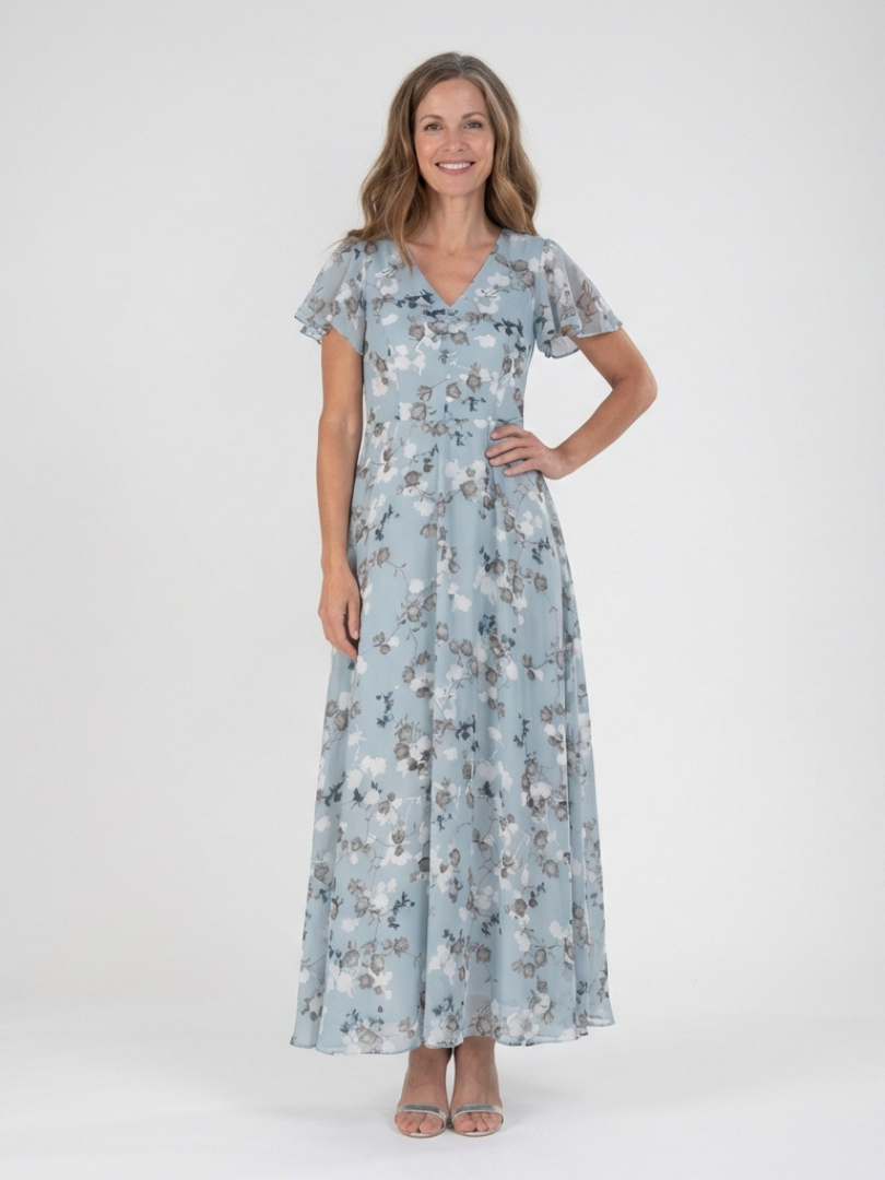 GirardLyon | Robe Maxi en Chiffon Floral Ismeria