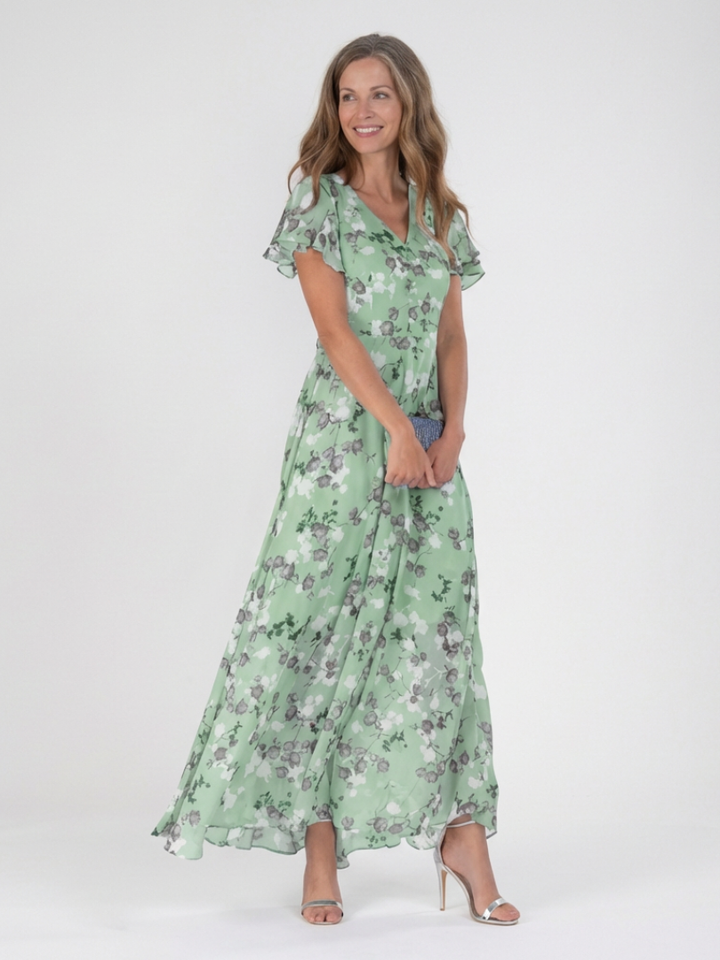 GirardLyon | Robe Maxi en Chiffon Floral Ismeria
