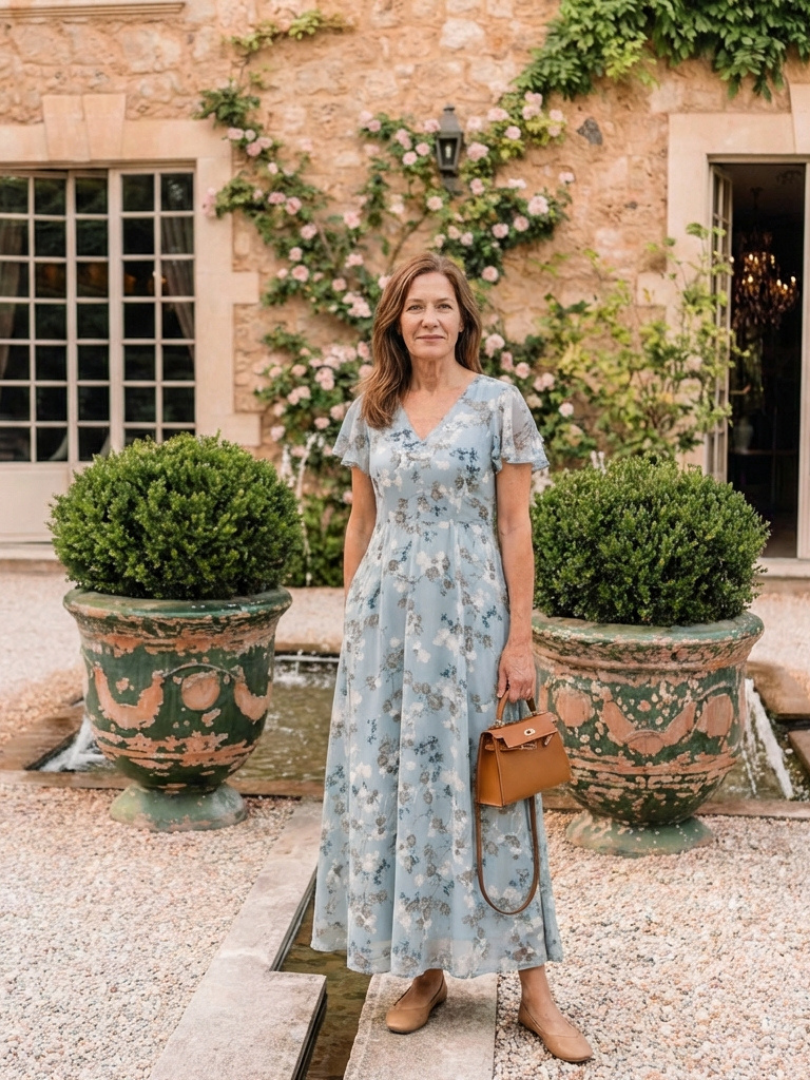 GirardLyon | Robe Maxi en Chiffon Floral Ismeria