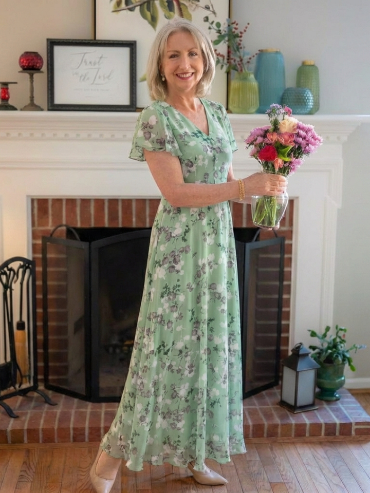 GirardLyon | Robe Maxi en Chiffon Floral Ismeria
