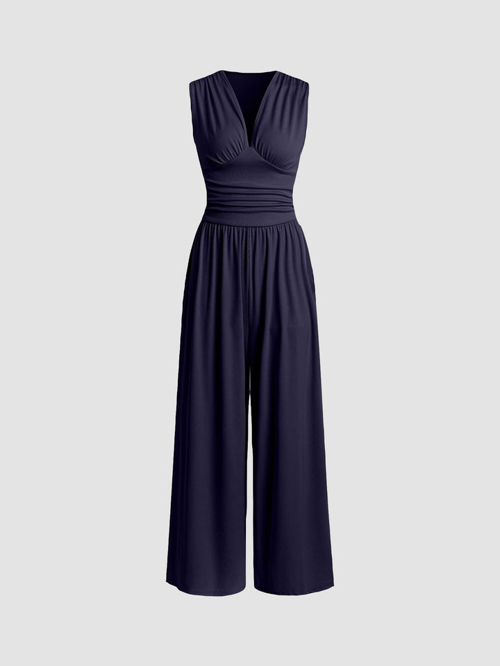 CHARITY – Combinaison pantalon chic sans manches à jambes larges