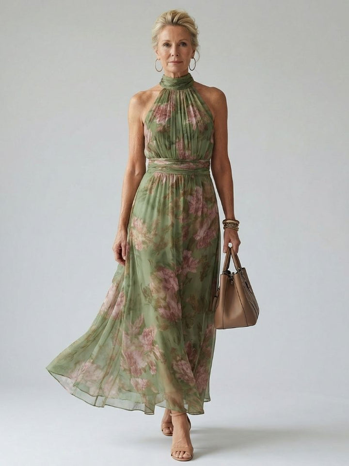 GirardLyon | Robe Midi à Encolure Halter Froncée Mirelle