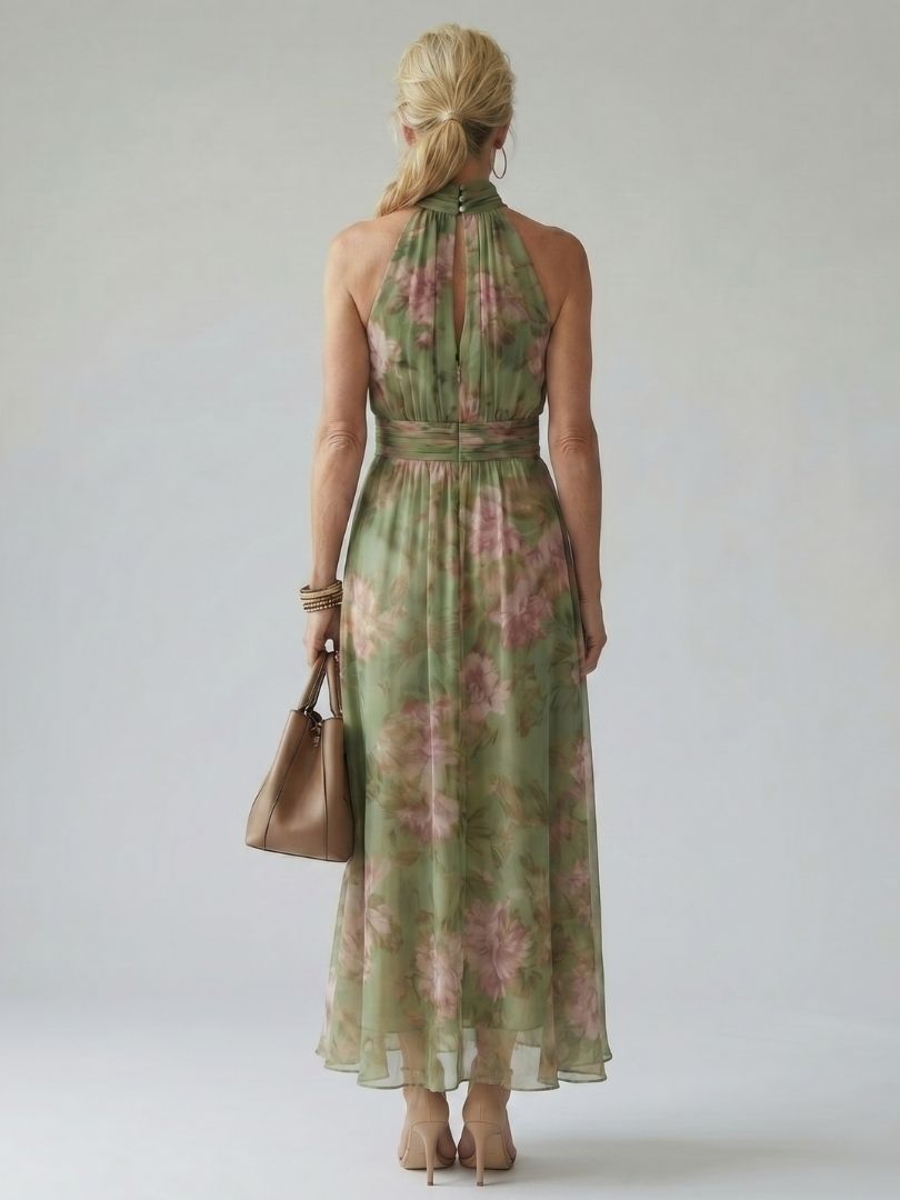 GirardLyon | Robe Midi à Encolure Halter Froncée Mirelle