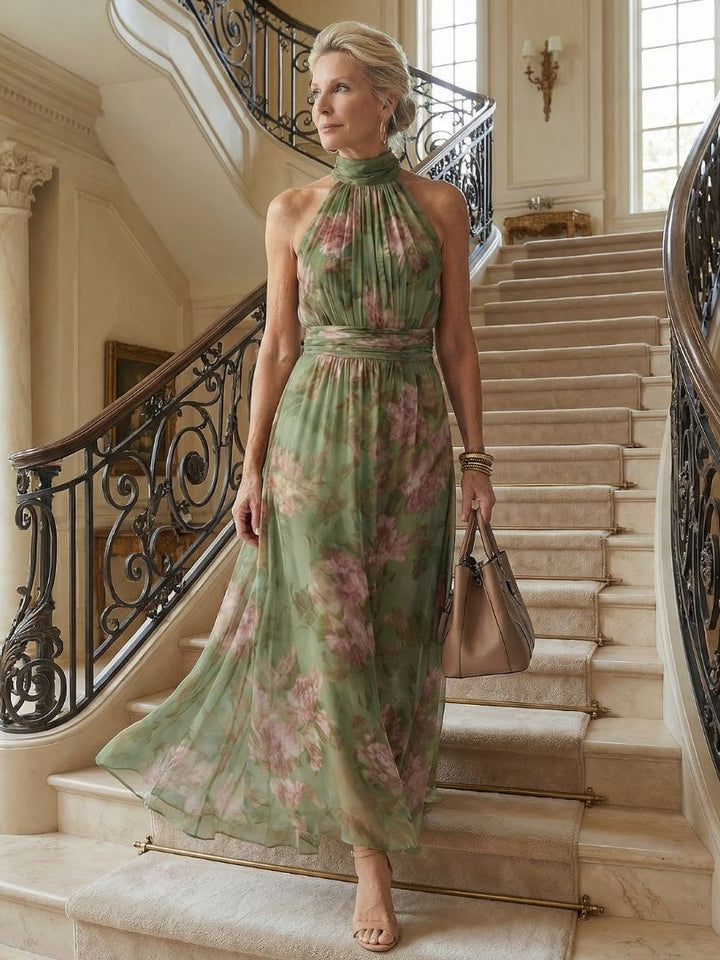 GirardLyon | Robe Midi à Encolure Halter Froncée Mirelle