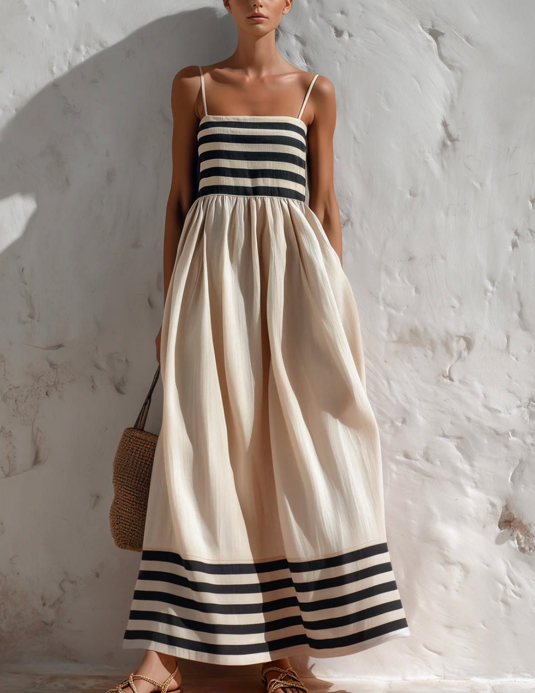 GIRARDLYON | ROBE LONGUE RAYURES MARINE FOR WOMAN