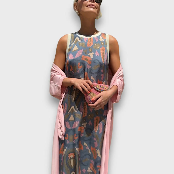 Elveria - Robe longue avec cardigan
